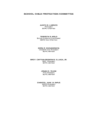 Child Protection Committee Sample  Form