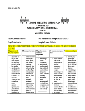 Choir Rehearsal Plan Template PDF  Form