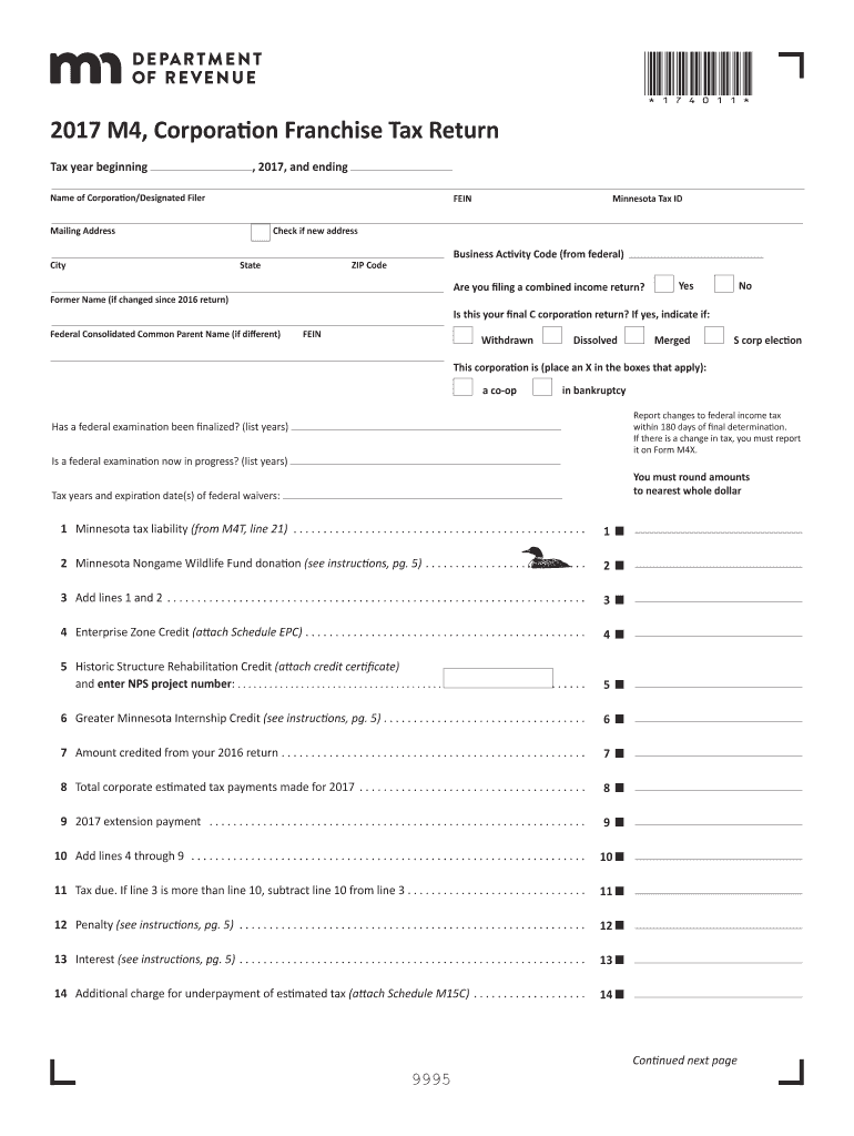  M4, Corporation Franchise Tax Return 2017