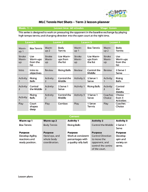 Tennis Lesson Plans PDF  Form