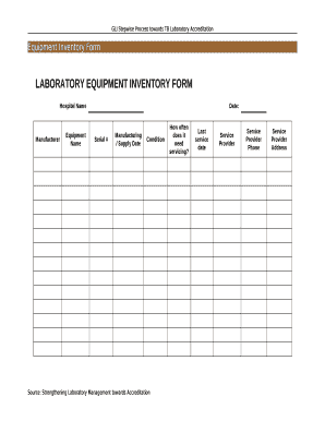 Laboratory Inventory Excel Template  Form