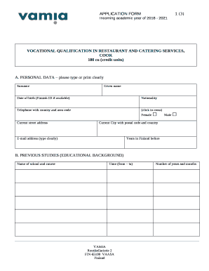 Vamia Application Form