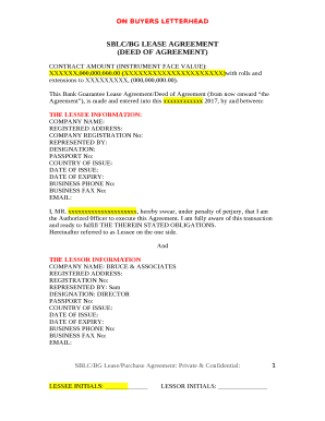 Sblc Lease Agreement  Form