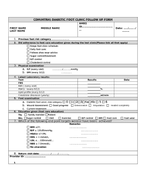 Diabetes Follow Up Template  Form