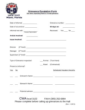 Escalation Process Template Word  Form