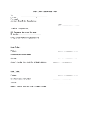 Debit Order Cancellation Letter  Form