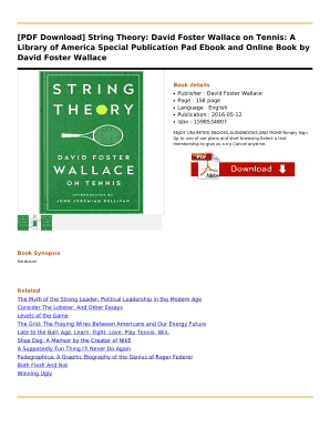 David Foster Wallace String Theory PDF  Form
