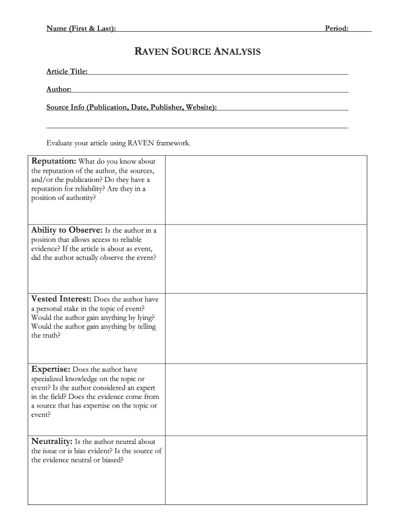 Raven Source  Form