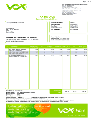 Vox Telecommunications Pty Ltd TA Vox Telecom  Form