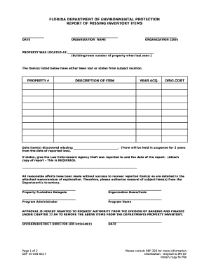 Missing Item Template  Form