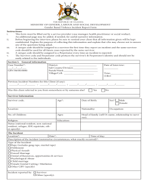 Gender Based Violence Incident Report Form