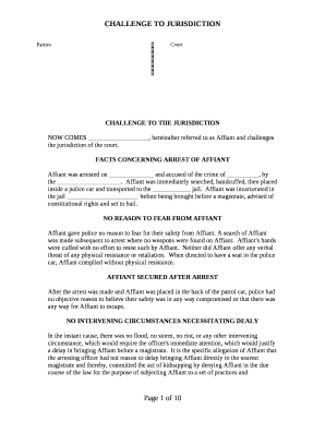 Challenge Jurisdiction Template  Form