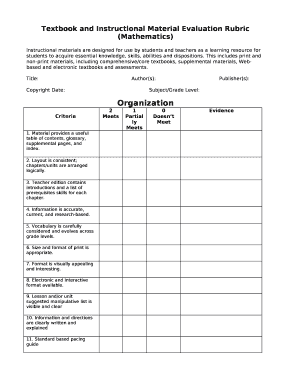 Rubric for Evaluating Instructional Materials  Form