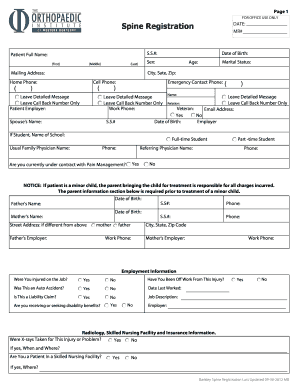 Spine Registration  Form