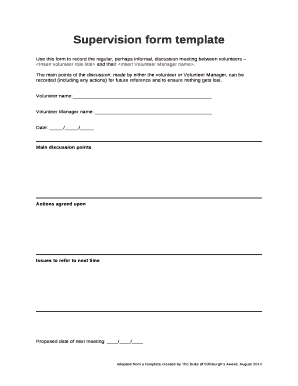 Supervision Templates for Staff  Form