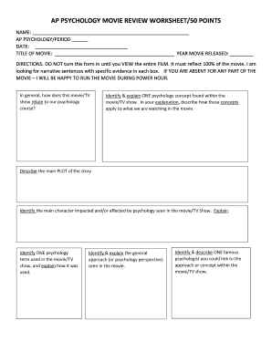 Ap Psychology Review Worksheet  Form