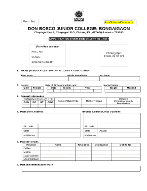 Don Bosco School Bongaigaon  Form