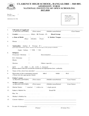 Clarence High School Nios  Form