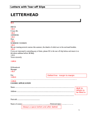 Circular Letter with Tear off Slip  Form