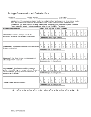 Prototype Evaluation Checklist  Form