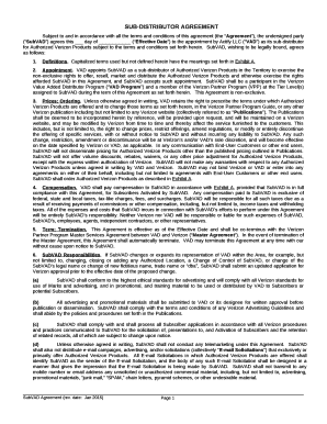 Sub Distributor Agreement Template  Form