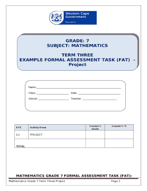 Grade 7 Maths Assignment Term 3 Memorandum  Form