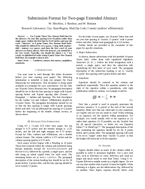 Extended Abstract Example  Form