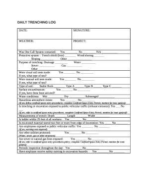 DAILY TRENCHING LOG  Form