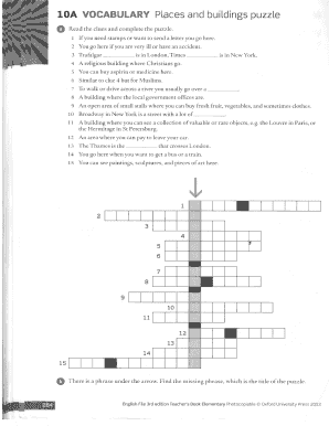 10a Vocabulary Places and Buildings Puzzle  Form