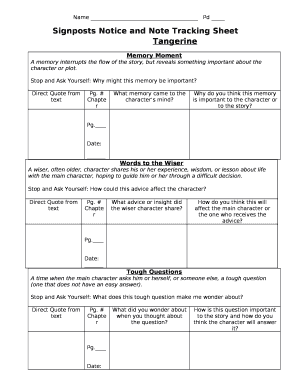 Signposts Notice and Note Tracking Sheet  Form