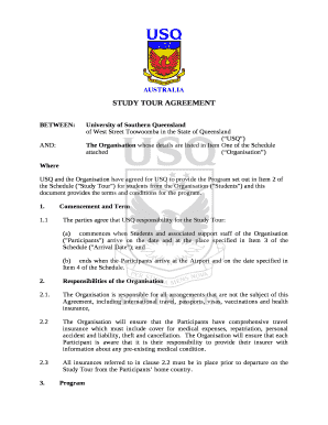 STUDY TOUR AGREEMENT  Form