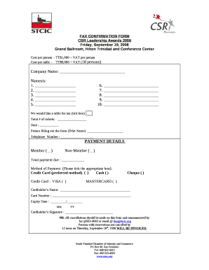 Fax Confirmation Template  Form