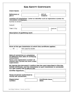 Gas Safety Certificate Template  Form