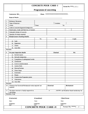 Pour Card Format