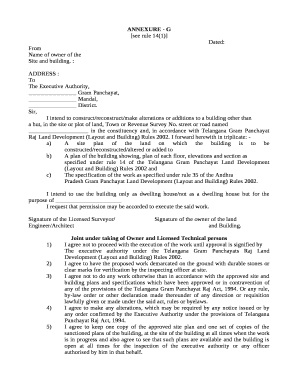 Annexure G for Building Construction  Form