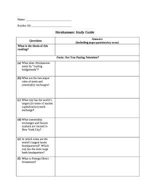 Study Guide Template Word  Form