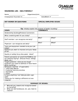 Employee Rounding Template  Form