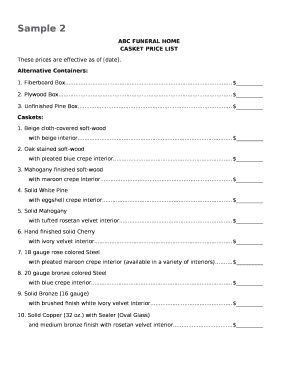 Casket Price List  Form