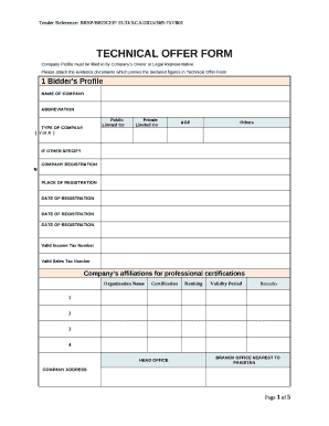 Technical Offer  Form
