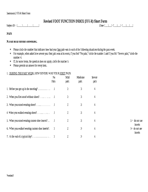 Foot Function Index  Form