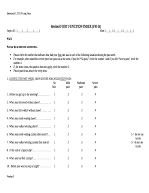 Revised Foot Function Index PDF  Form