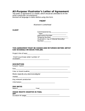 Illustrator Letter of Agreement  Form
