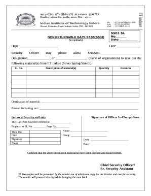 Gate Pass Format