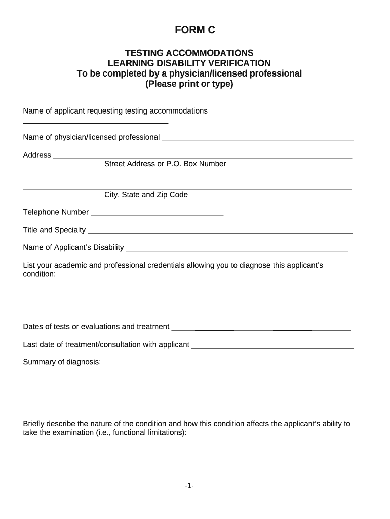 LEARNING DISABILITY VERIFICATION  Form