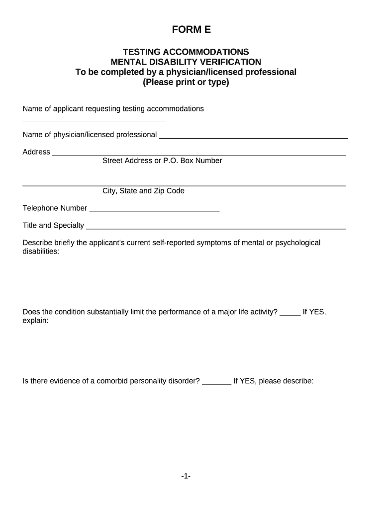 MENTAL DISABILITY VERIFICATION  Form