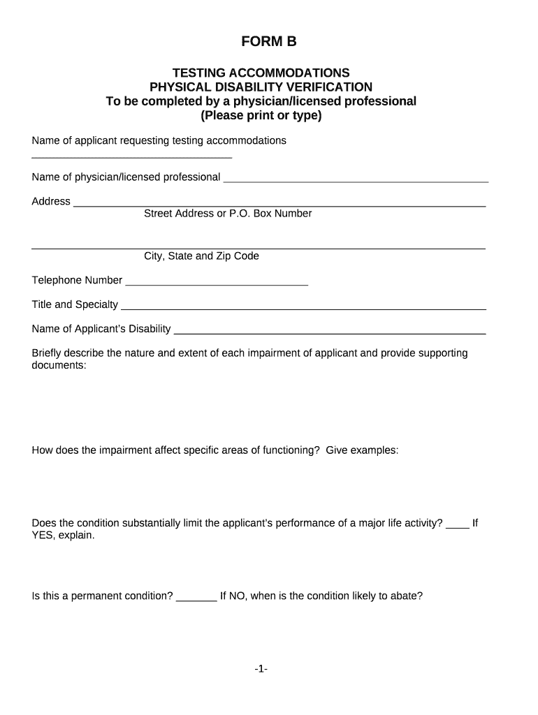 PHYSICAL DISABILITY VERIFICATION  Form