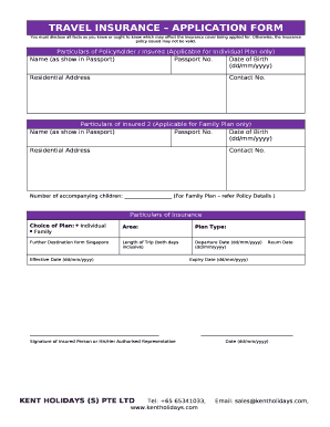  Travel Insurance Form Sample 2018