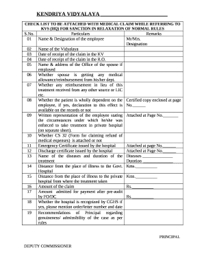 Kvs Medical Reimbursement Form