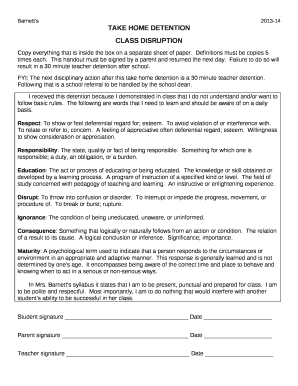 Take Home Detention  Form