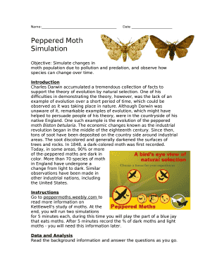 Peppered Moth Simulation Answer Key PDF  Form